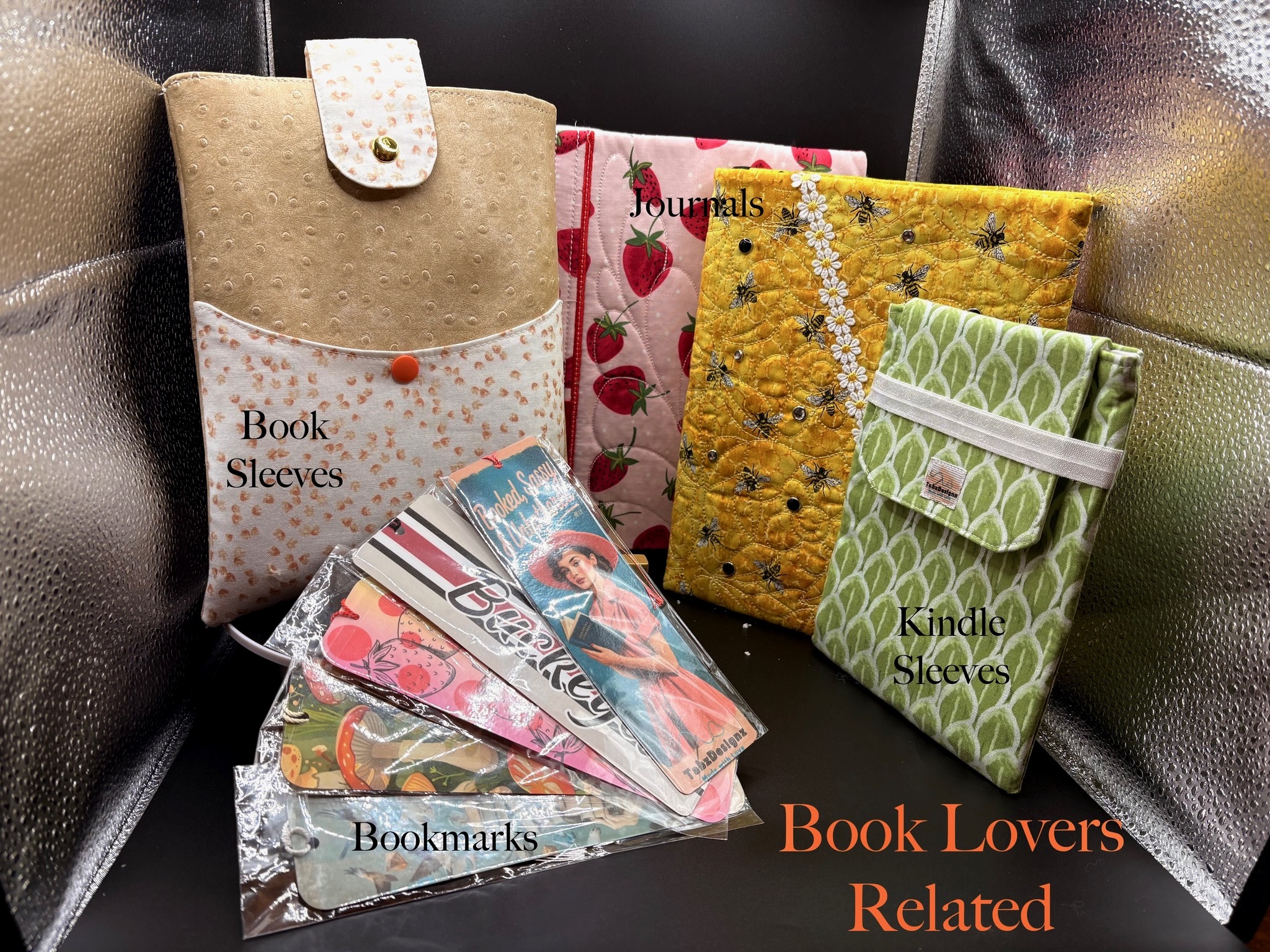 Book Lovers collection — book sleeves, journals, kindle sleeves and bookmarks